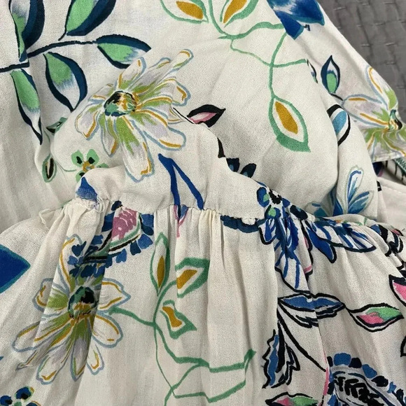 Zara Floral Keyhole Front Cotton Spring Summer Dress Midi Lightweight Medium - Picture 10 of 10